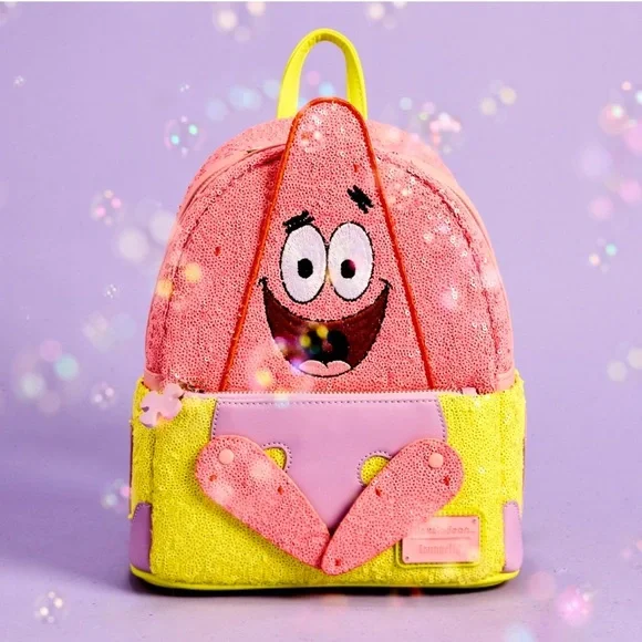 Loungefly- NICKELODEON SpongeBob SquarePants Patrick Star Sequin Backpack - Picture 2 of 10